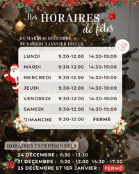 Horaires de fêtes