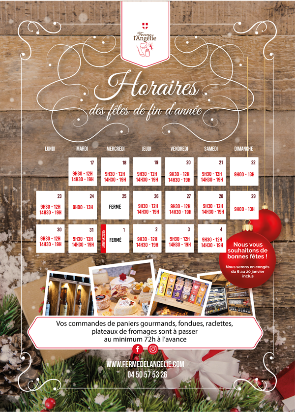 Horaires fêtes 2024