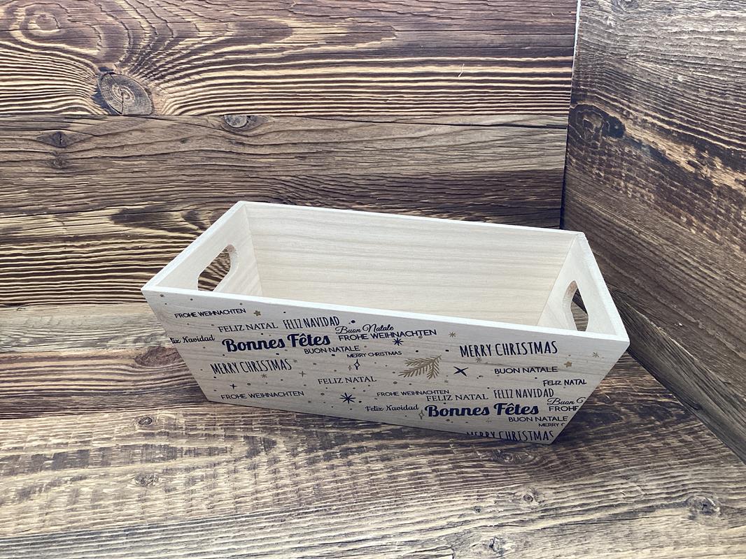 Petite corbeille en bois « Bonnes fêtes » - Photo 1