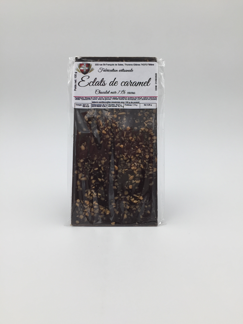 Eclats de caramel - chocolat noir 73% cacao