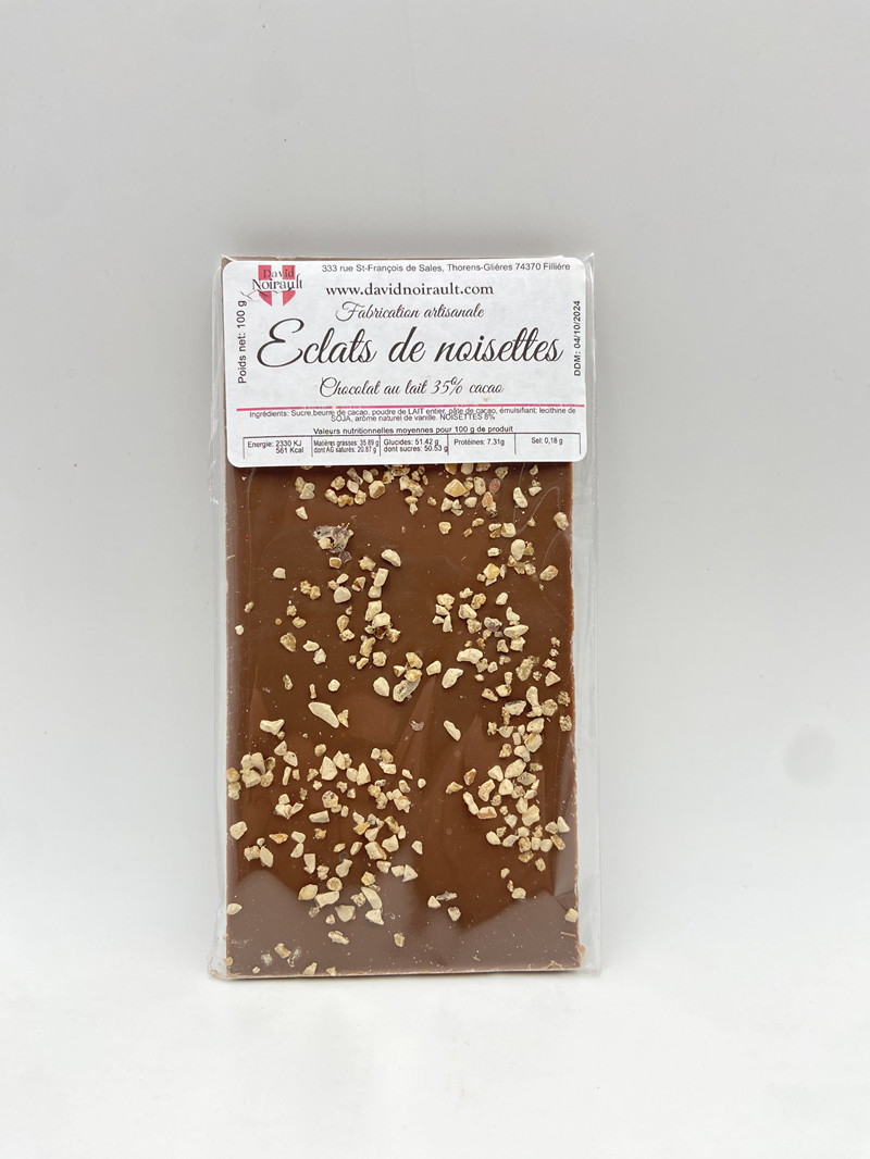 Eclats de noisettes - chocolat au lait 35% cacao (100g) - Photo 1