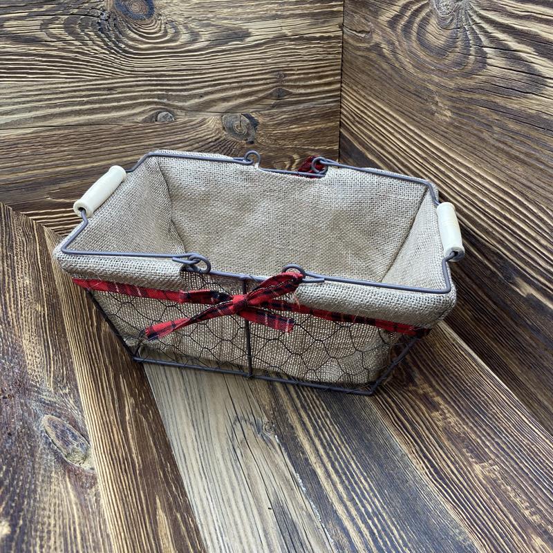 Panier fer en toile de jute rectangle