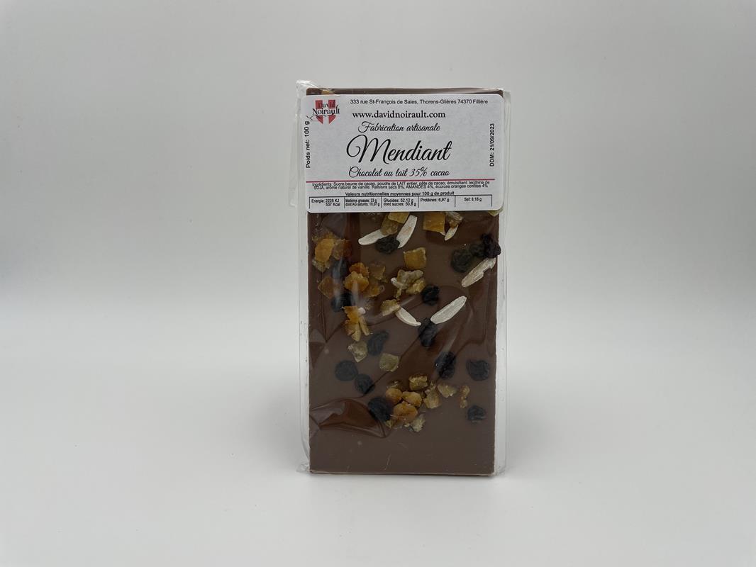 Mendiant - chocolat au lait 35% cacao (100g) - Photo 1
